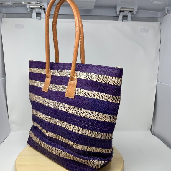 Shebobo Raffia Tote with Leather Handles - Picture 2 of 8
